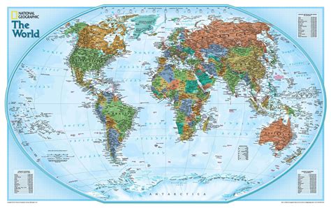 National Geographic Classical World Map Large Laminated Photos