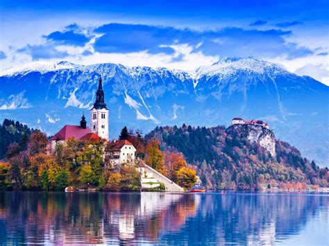 Lake Bled Slovenia Island Castle Mountains Beautiful Landscape Wallpaper Hd 3840x2400