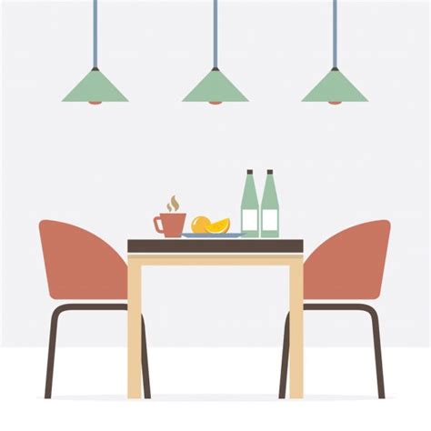 The Interior Dining Room Vector Illustration Flat Style Dining Room