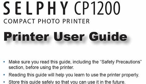 CANON SELPHY CP1200 USER MANUAL Pdf Download | ManualsLib