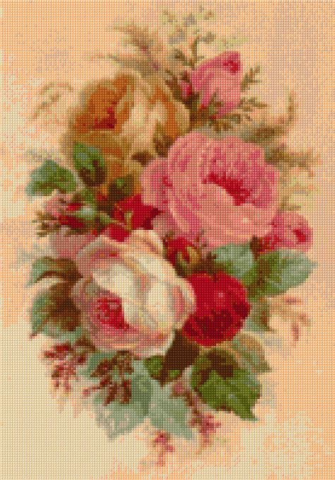 Vintage Rose Bouquet Cross Stitch Pattern Pdf Instant Download By