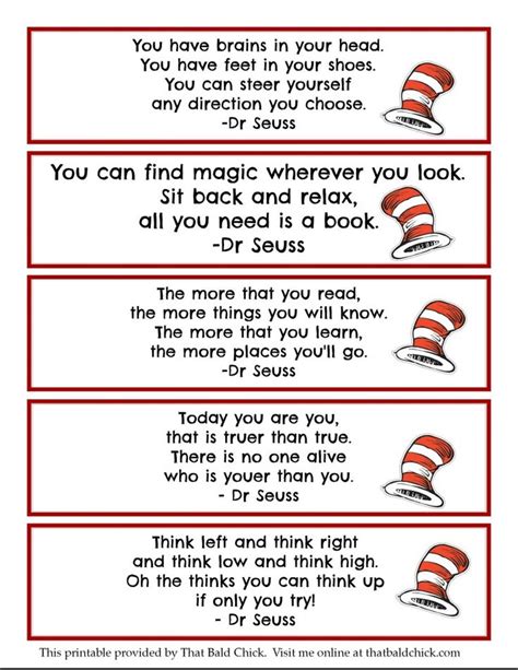 Printable Dr Seuss Quote Bookmarks Thatbaldchick Christmas Games
