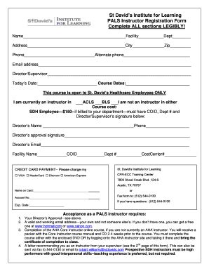 Fillable Online Pals Instructor Application Reg Form St David S