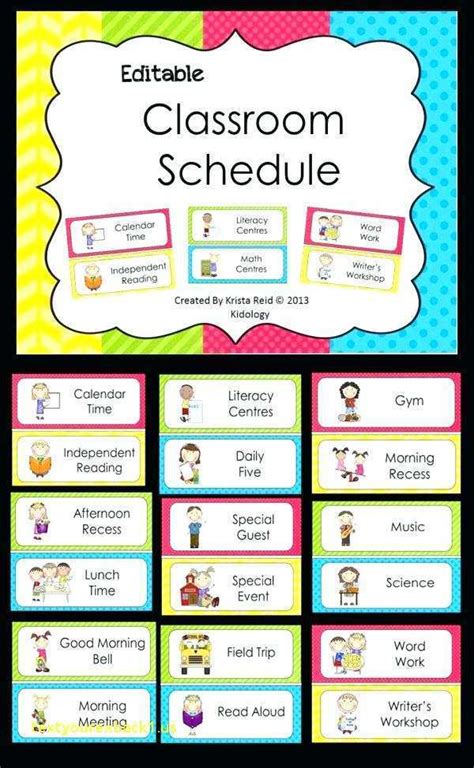 Class Schedule Template Elementary Cards Design Templates