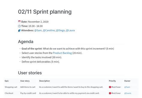Sprint Planning Meeting Tools And Templates