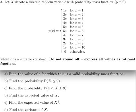 solved let x denote a discrete random variable with