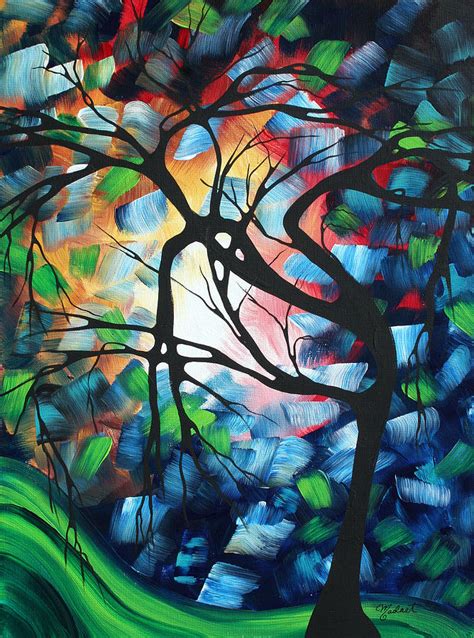 Abstract Landscape Art Original Colorful Painting Tree Maze By Madart