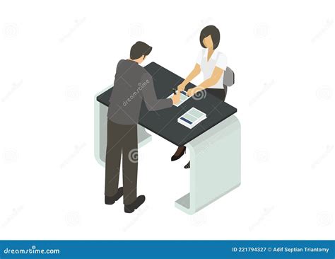 Two People In Registration Activity Simple Flat Illustration Stock