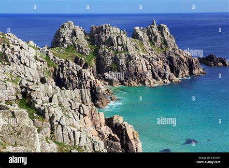 Logan Rock Viewed From Treen Cliffs The Cliffs And Coastline Around