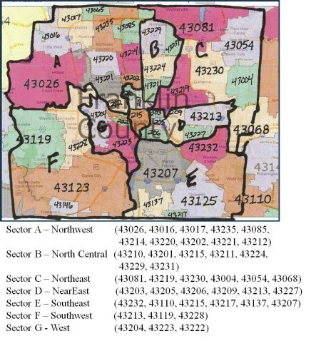 Franklin County Ohio Zip Code Map Map Vector
