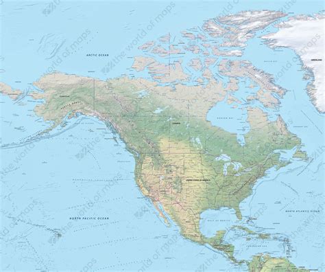 Digital Map North America Physical 625 The World Of