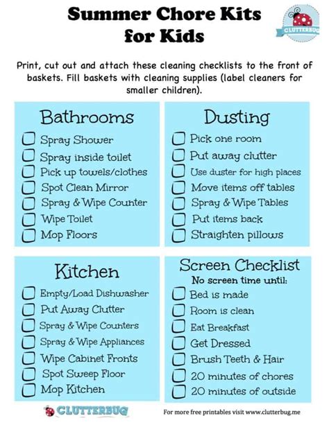 Summer Chore Kits And Screen Time Checklist For Kids Laptrinhx