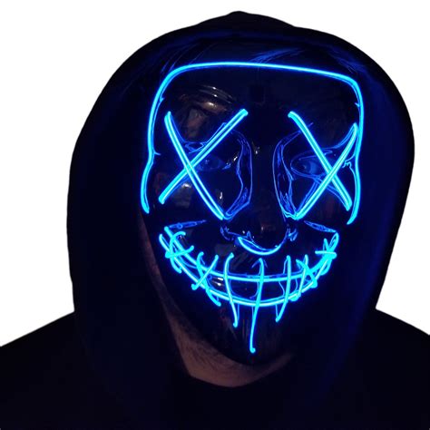 Purge Mask Led El Wire Light Up Stitchface Blood Mask Etsy