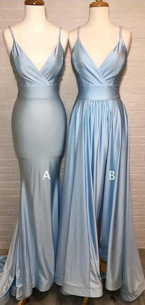 Dusty Blue Mismatched Spaghetti Strap Mermaid Bridesmaid Dresses