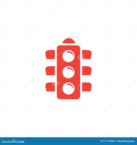 Traffic Light Signal Red Icon On White Background Red Flat Style