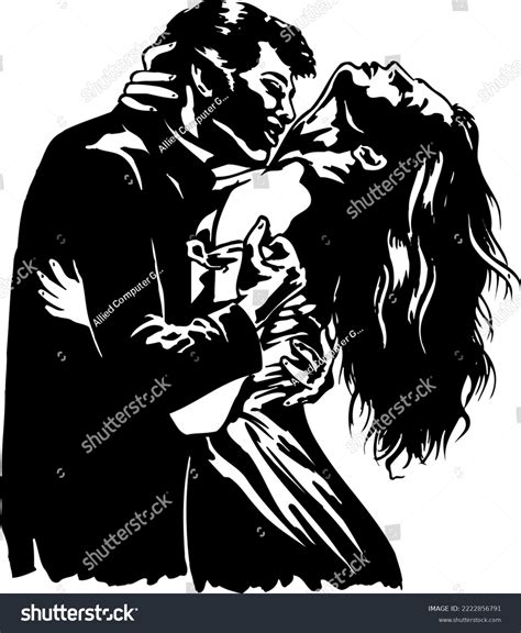 Passionate Couple Kissing Vector Illustration Stock Vector Royalty
