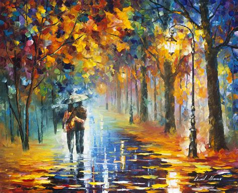 Autumn Hugs Palette Knife Oil Painting On Canvas By Leonid Afremov