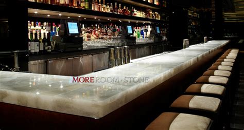 Semi Precious Stone Backlit Natural Quartz Crystal For Bar Top Design