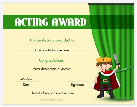 5 Best Acting Award Certificates For School Professional Certificate
