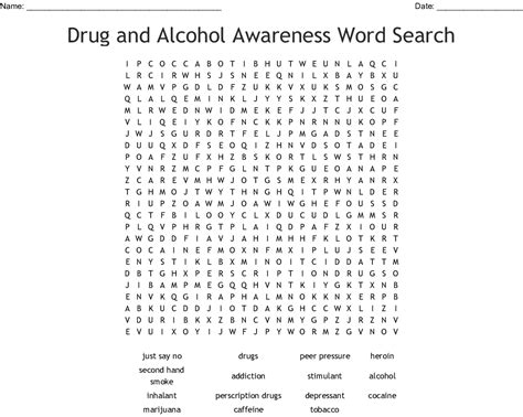 Drugs And Alcohol Word Search Printable Word Search Printable