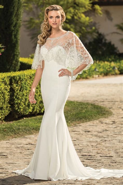 Casablanca 2339 Leona Strapless Fit And Flare With Beaded Cape Wedding