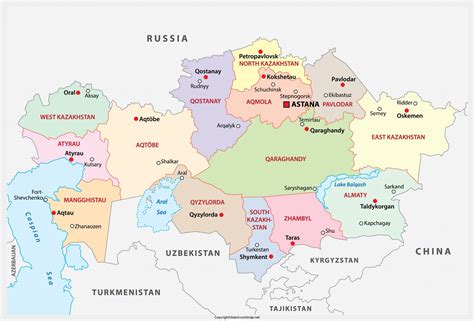 Kazakhstan Map With Capital Blank World Map