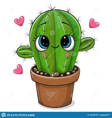 Cartoon Cactus With Eyes Isolated On A White Background Stock Vector