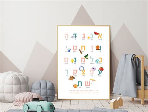 The Hebrew Alphabet Poster Hebrew Letters Poster Learn Etsy