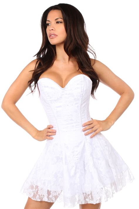 Lavish White Lace Corset Dress Walmart Com