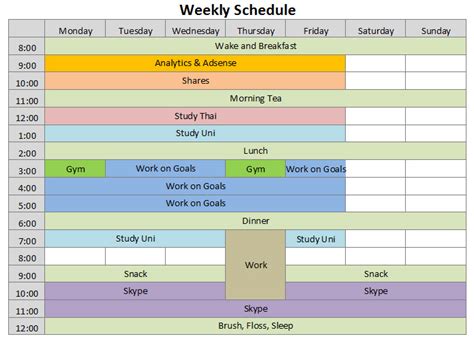 Printable Weekly Schedule Template