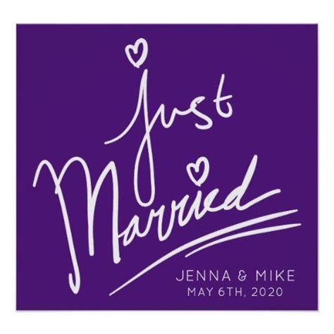 Just Married Add Names And Date Poster Zazzle Just Married Married Names