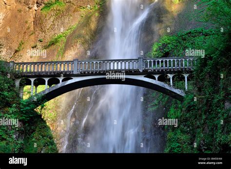 Multnomah Falls Waterfall Benson Footbridge Bridge Columbia River Gorge