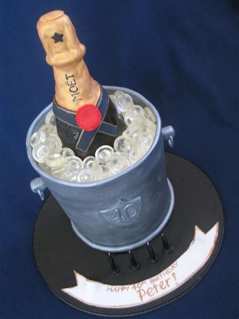 Blissfully Sweet Champagne Bottle In Bucket 40th Cake