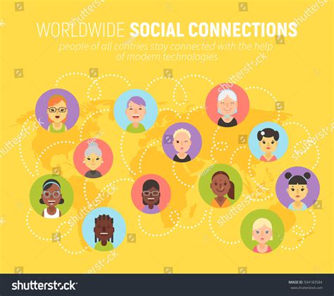 Worldwide Social Network Community Concept Women Stock Vector Royalty