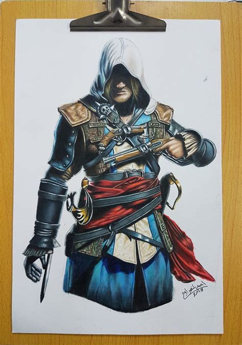 Colour Pencil Drawing Assassin S Creed Desenho Realista Desenhos