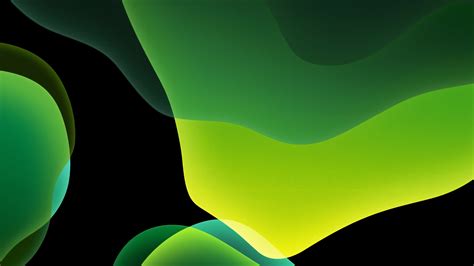 Green Ios 13 Abstract Dark Wallpaper Hd Abstract 4k
