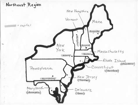 Printable Northeast Region Map With Capitals