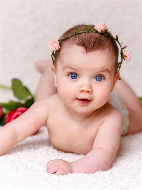 Cute Baby 4k Wallpaper Rose Flowers Adorable Blue Eyes Girl White 5k Cute 1797