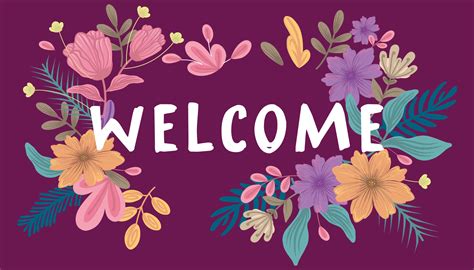 Welcome Background With Flowers Entrance Rug Tenstickers