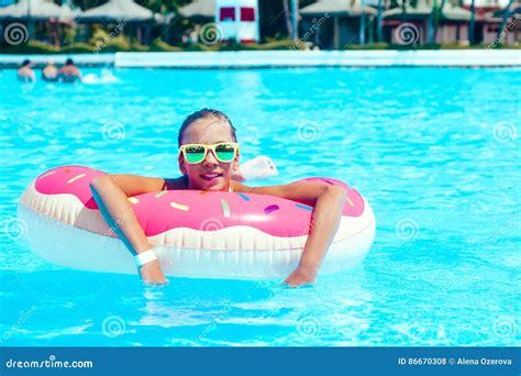 Tween Girl In Resort Pool Stock Photo Image Of Beach 86670308
