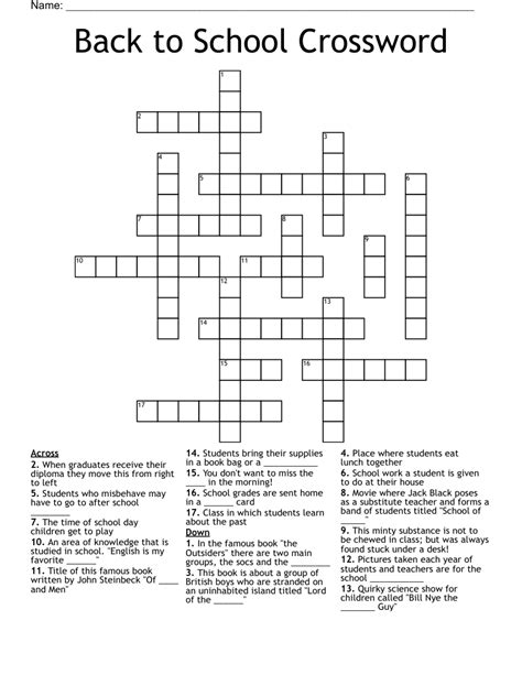 The Back To School Crossword Puzzle Is Shown In Black
