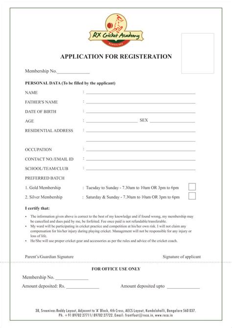 Academy Registration Form Template 5 Divorce Application Best