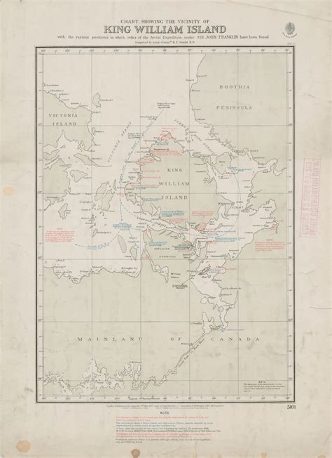 Chart Showing The Vicinity Of King William Island With The Various