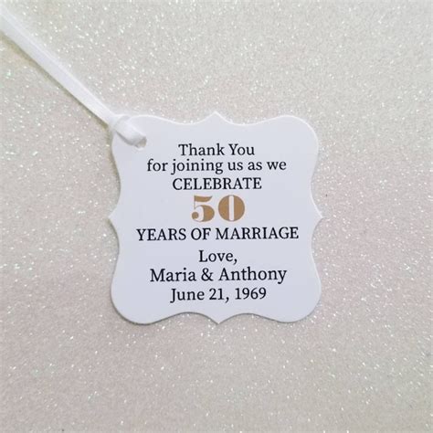 50th Wedding Anniversary Favor Tags 50th Anniversary Thank You