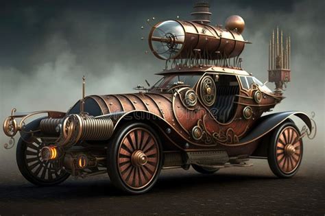Steampunk Car Art Futuristic Design Generative Ai Stock Illustration