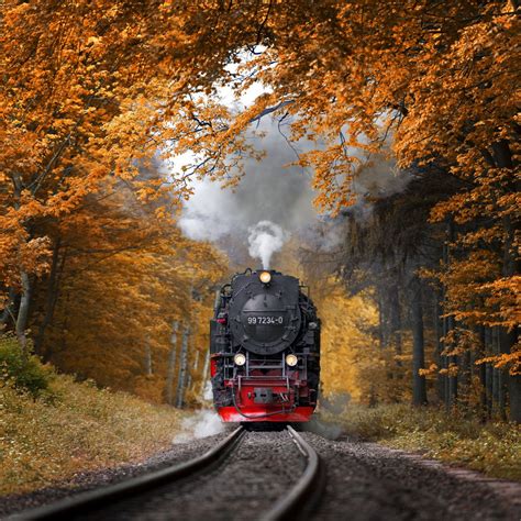Autumn Journey A Steam Train In The Harz Mountains Germany Feel