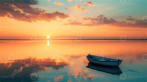 AI generated Experience the serenity of a boat sailing under the warm