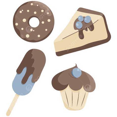 Gambar Desserts Cokelat Susu Dengan Elemen Dan Stiker Permen Blueberry