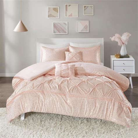 Intelligent Design Bed Sets Twin Comforter Sets Bedding Sets Blush Pink Comforter Gray