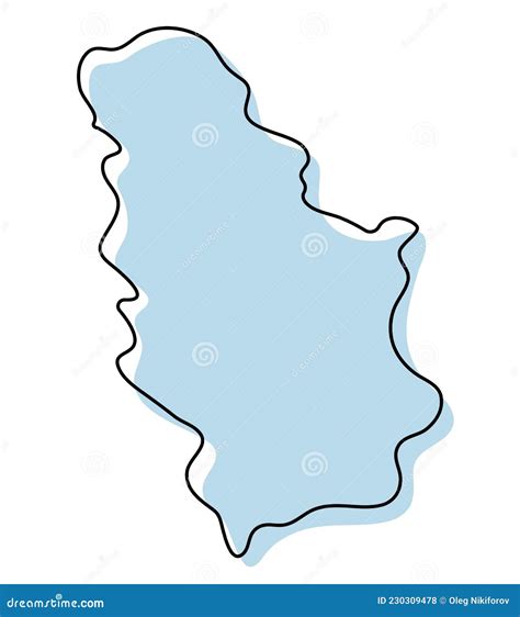 Stylized Simple Outline Map Of Serbia Icon Blue Sketch Map Of Serbia